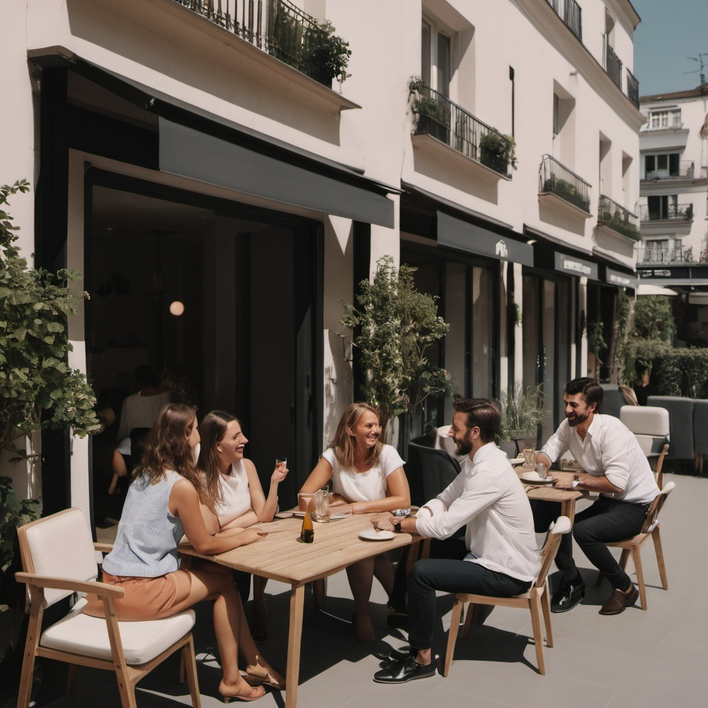 People chatting in a terrace
