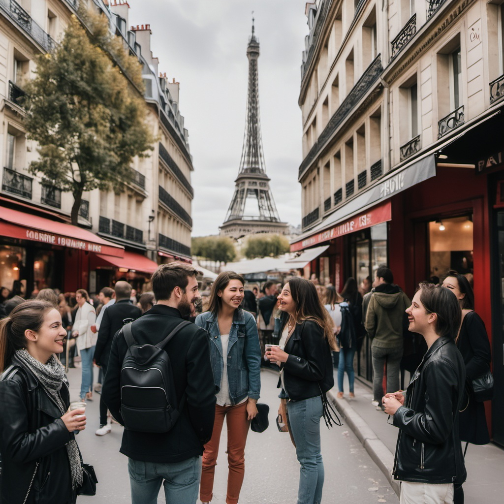 People having a spontaneous meet up in Paris